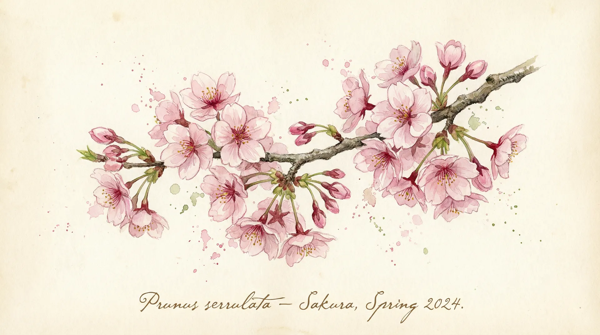 春日樱花水彩画 - 小宝探花